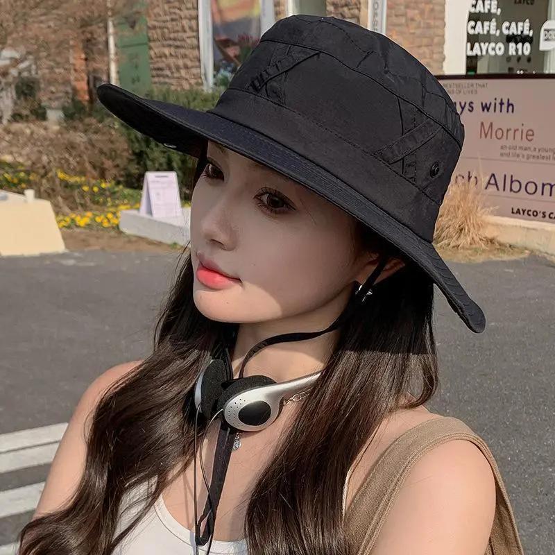 WTEMPO Ветрозащитная веревка однотонная складная шляпа весна-лето женская с широкими полями для путешествий, пляжа, походов, дышащая шляпа