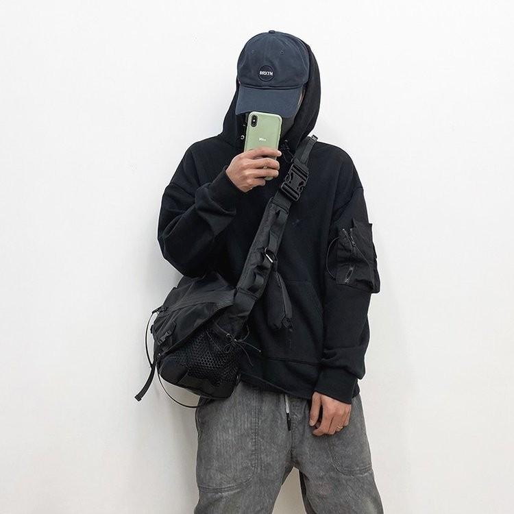 Модная Черная Большая Сумка-Тоут Через Плечо Для Мужчин С Нейлоновой Подкладкой Городской Простой Стиль