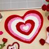 Valentine Day Bathroom Rug Non-slip Heart-Shaped Bath Mat Soft Washable Love Shape Shower Mat Bathroom Decoration