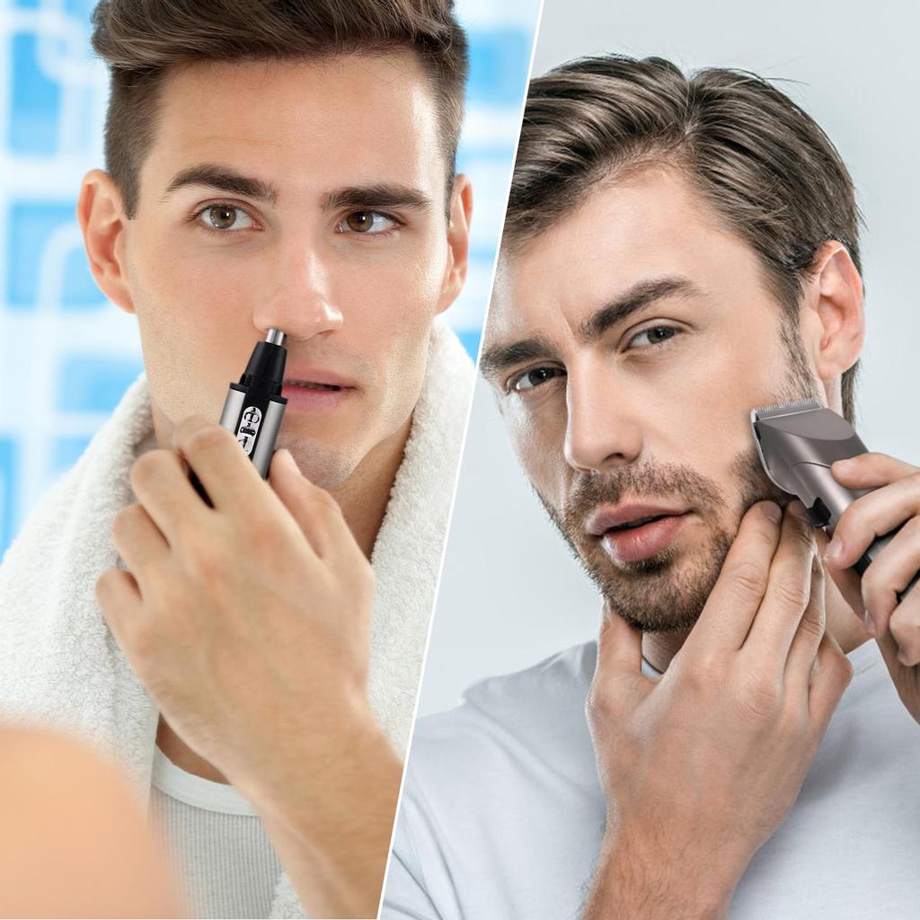 Hatteker Mens Hair Clipper Cordless Hair Trimmer 2 In 1 Nose Hair Trimmer Kit Rechargeable Waterproof