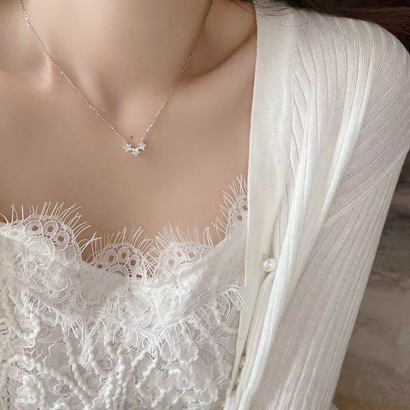 Star Necklace Female Sweet Temperament Girl Heart Light Luxury Niche Clavicle Chain Small Personality Fresh Simple Temperament Jewelry