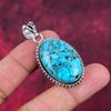 Blue Turquoise Handmade Gemstone Pendant, 925 Solid Sterling Silver Antique Jewelry Pendant, For Engagement Gift