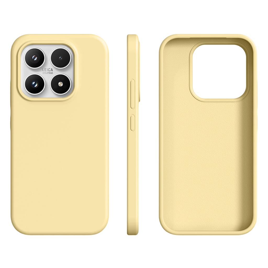 For Xiaomi 17 Case Ultra Thin Liquid Silicone + PC Phone Cover with Camera Touch Control Button