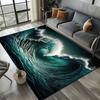 2025 Новый стиль Сине-зеленый Морская вода Морская волна Пейзаж Ковер Коврик для Гостиной Спальни Дома Декор Дивана, Нескользящий Коврик для Пола