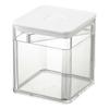 Yamazaki Tower Square Storage Container with Tongs and X X for Condiments and Seaweed Valve, White, Approx. W9.2 D9.2 H10.2cm, 5467,