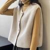 Fashion Korean O Neck Knitted Women Sweater Vest Single Breasted Loose Cardigans Vests Solid Casual Soft Autumn Winter Base Sweaters Waistcoat 30979