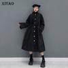 Winter New Parka Black Sequins Loose A-LINE Splicing Fashion Stand Collar Women Large Size Keep Warm Parka Coat LL1026