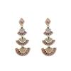 Silver needle diamond fan fringed earrings retro exaggerated temperament earrings niche light luxury high-end earrings women