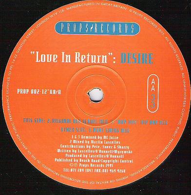 12-дюймовая пластинка DESIRE Love In Return PROP002 Реквизит Пластинки 1995 США Рэп Хип-Хоп R&B Б/у