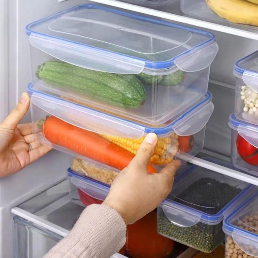 1/4PCS Sealed Rectangular Refrigerator Storage Box Plastic Microwave-heated Lunch Boxes