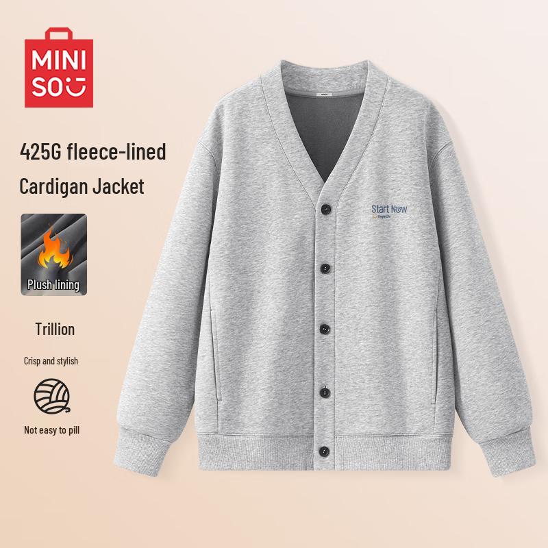 MINISO Мужской зимний кардиган-худи на флисовой подкладке