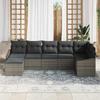 7 Piece Sofa Set with Cushions Gray Poly Rattan