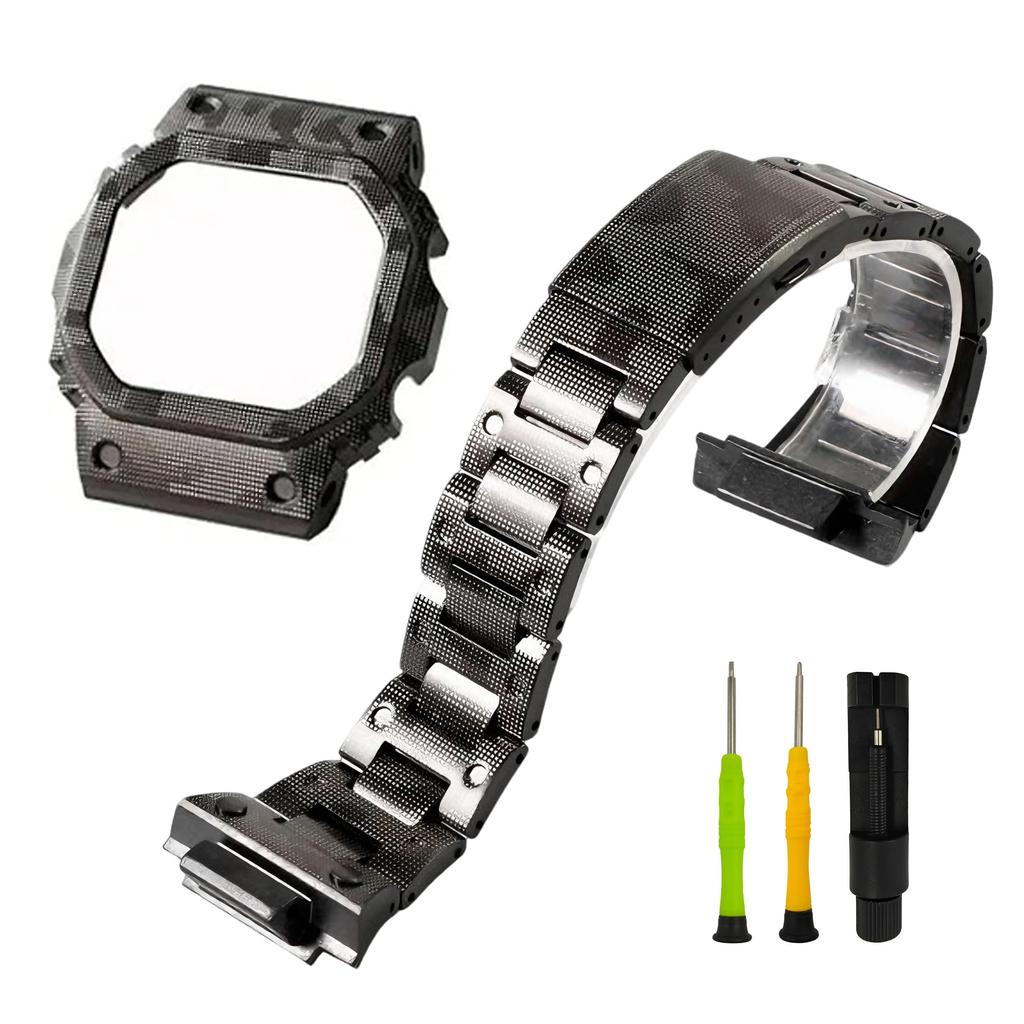 HEZKUGU 316 Stainless Steel Watch Band and Case Kit for G-SHOCK GW-M5610 Series with Tools