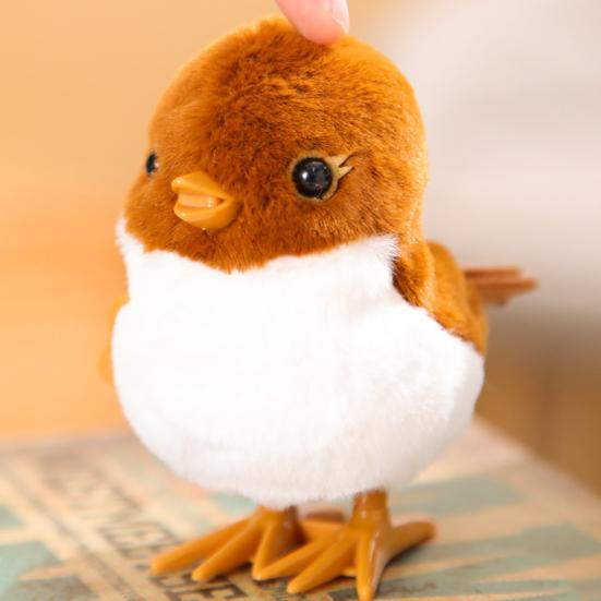 Кукла-кукла Воробей-Птица, игрушка-подвеска, милое животное с перьями, часовой механизм с пряжкой и колокольчиком, интересные прыжки, без батареек