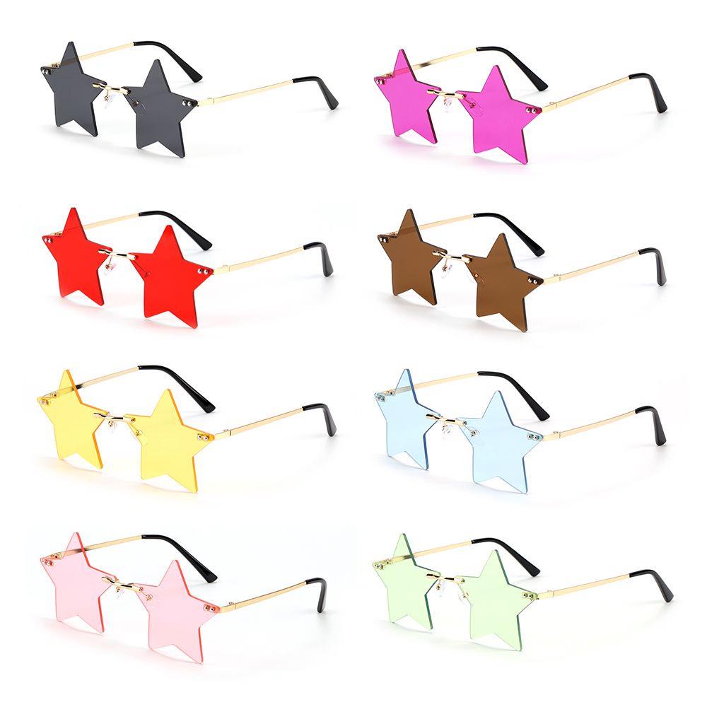 Trendy Unisex Sunglasses Multicolor Star Shape Popular Pentagram Frame Sunshade Decor Glasses HD Sunglasses New Trendy Trend Personality Rimless
