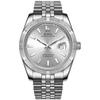 Watch Automatic Waterproof Analog Mechanical Silver Watch Popular Business Date Brand Arm Watch Simple Casual Luminous Watch [BUREI] Men's Men's