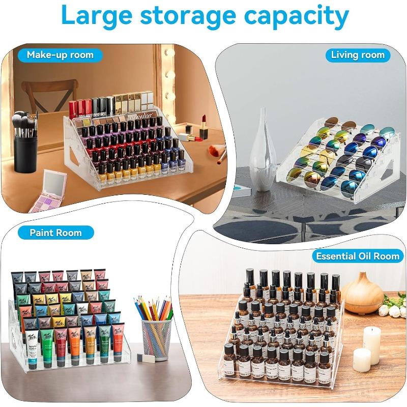 1 Set Nail Polish Organizer 72 Bottles of Multilayer Acrylic Display Rack Storage Rack, Clear Essential Oil Stand Holder, Sunglasses