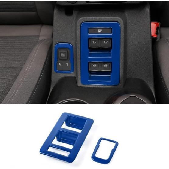 2X Blue ABS Window Switch Trim Cover Decor Accessories For Ford Bronco -25