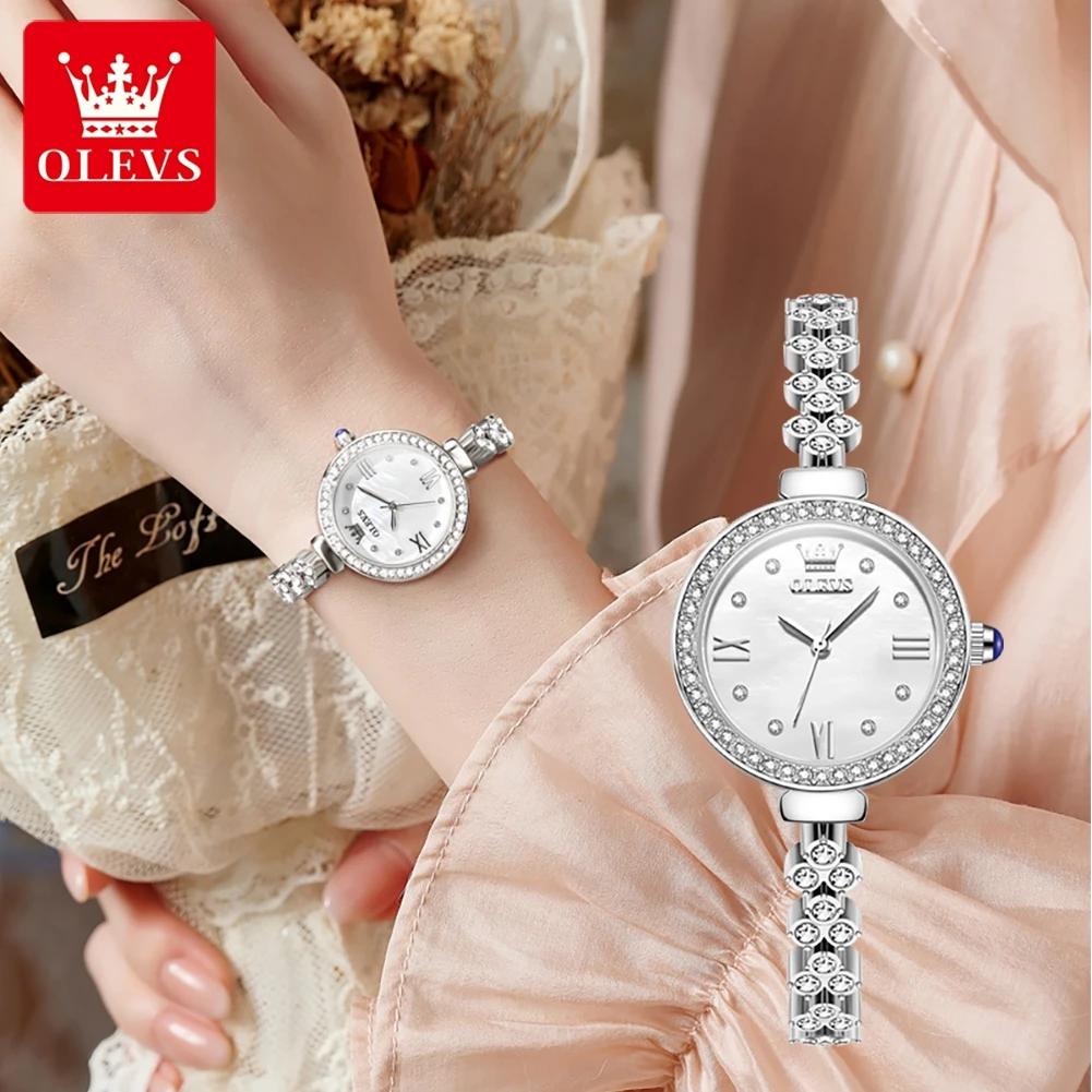 OLEVS Новые роскошные часы-браслет со стразами для женщин, водонепроницаемые светящиеся женские наручные часы, оригинальные кварцевые женские часы
