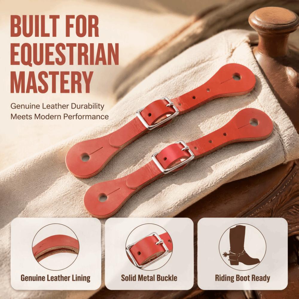 1 pair Adjustable Metal Buckle Horse Spur Strap Genuine Leather Spur Strap Equestrian Show