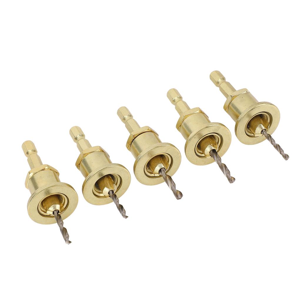 5Pcs Countersink Drill Bit Set 1 4in Adjustable Hex Shank 2.8 4mm Cone Hole Counterbore Router with Stop Screw 10mm Dia