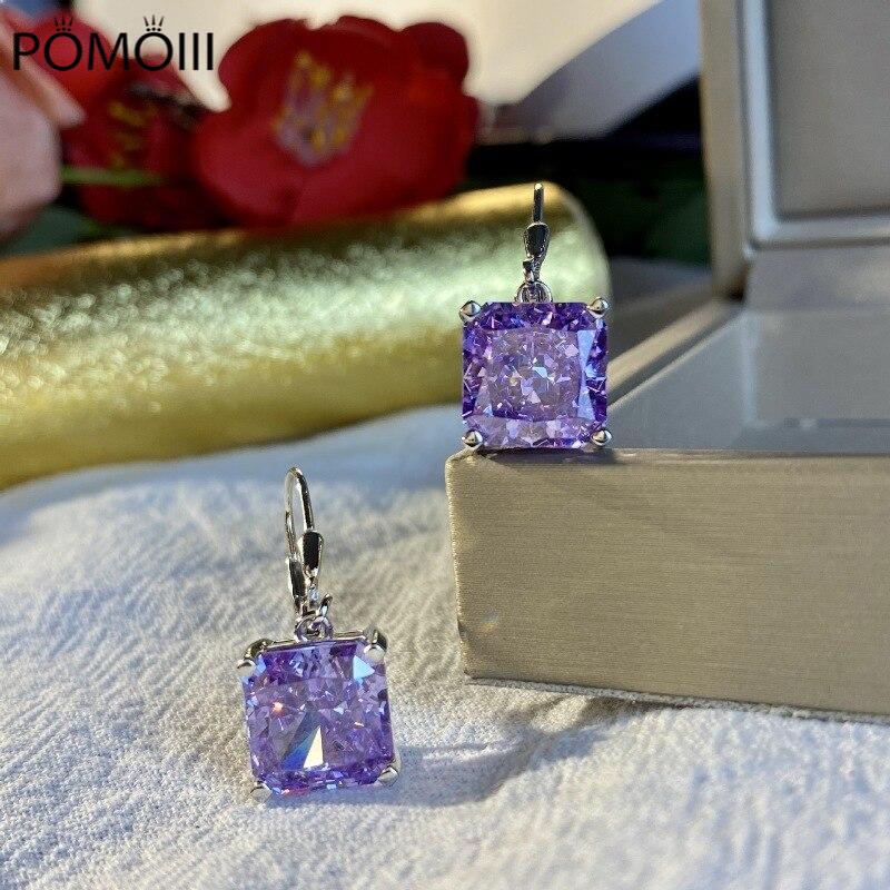 100% стерлингового серебра S925, 10*10 мм, топаз, высокоуглеродистый бриллиант, серьги-капли для женщин, сверкающие свадебные украшения для невесты