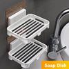 Self-Adhesive Plastic Container Wall Mounted Draining Bathroom Accessories Soap Dishes Organizer Soap Holder Storage Rack