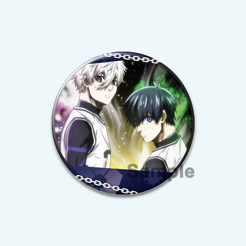 32/44/58 мм синяя брошь с HD-принтом, значок в виде аниме-фигурки из мультфильма Hyoma Chigirl Seishiro Nagi, круглые броши-булавки на лацкан, ювелирные изделия в подарок