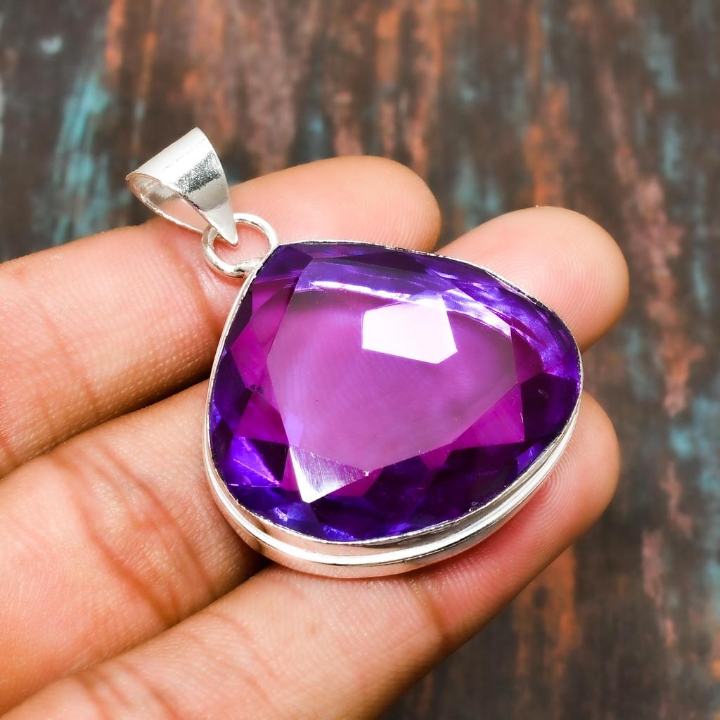 Ювелирный кулон ручной работы из стерлингового серебра 925 пробы с розовым аметистом и драгоценными камнями для нее