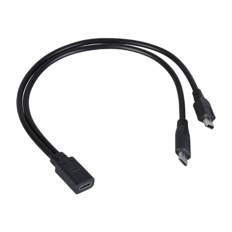 Кабель-разветвитель USB C (мама) на Mini USB + Type C (папа) для аксессуаров для электроники и источников питания