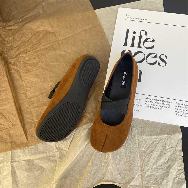 Модные женские туфли на плоской подошве, осенние, новые, с круглым носком, с неглубоким носком, замшевые, с мягкой подошвой, противоскользящие, износостойкие, с низким верхом