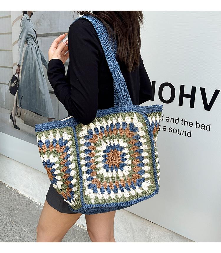 Летняя плетеная сумка ручной работы женская 2025 новая сумка через плечо сумка-тоут большой вместимости пляжная отпускная соломенная сумка
