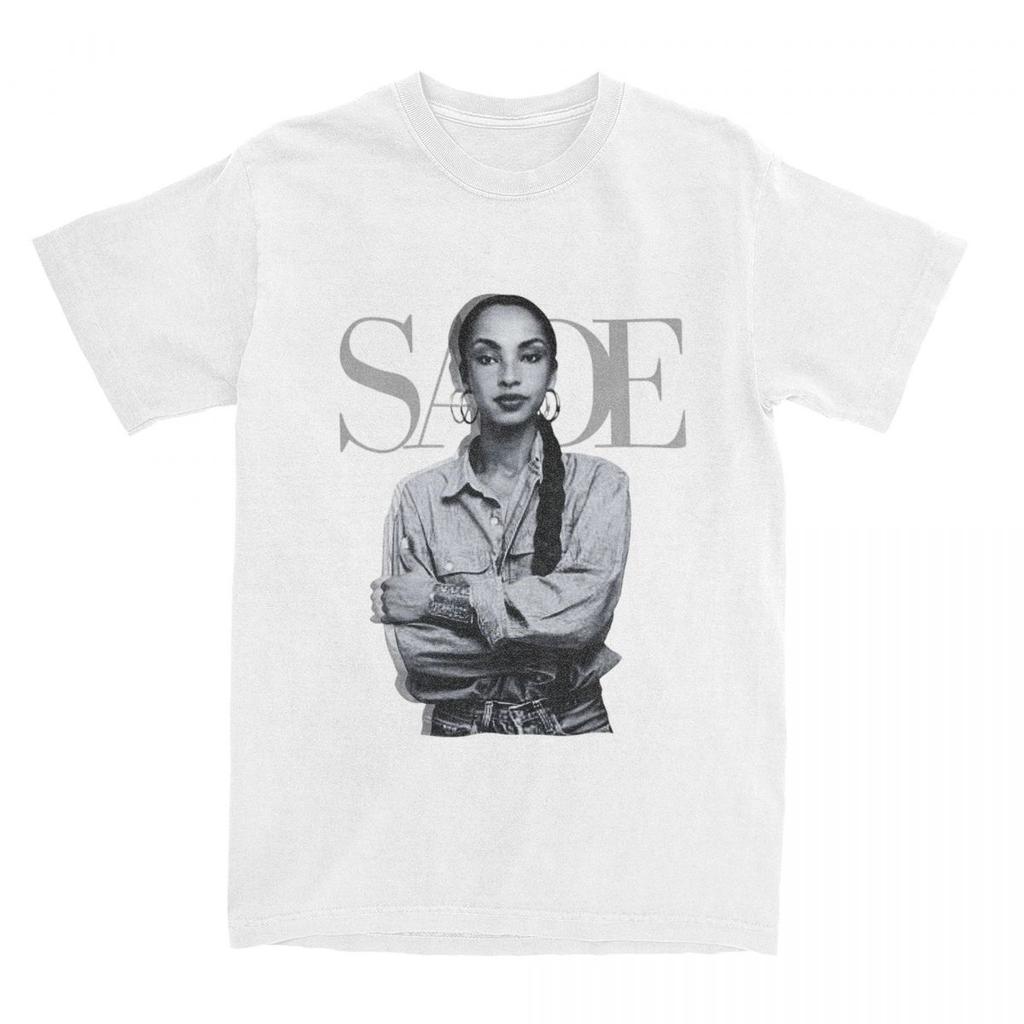 S-Sade Adu 80s Music T Shirts for Men Pure Cotton Vintage T-Shirts Round Collar Tees Short Sleeve Clothes New Arrival