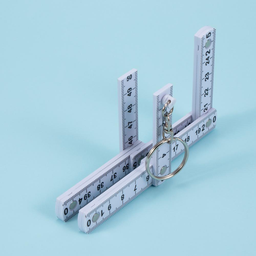 Portable Plastic Key Finder Ruler Tape Folding Measure Carpenter Measuring Tool Key Ring Key Chains