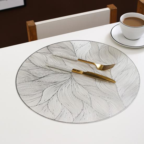 Подставки для столовых приборов Коврики для круглых столов ПВХ Водонепроницаемая подушечка для чайника Цветочная текстура Коврики для столовой Жаростойкие подставки Износостойкие кухонные принадлежности для использования в помещении
