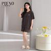 Pabonu Summer Women's Round Neck Cardigan Button Simple Design Pajama Set FD