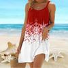Пляжная одежда Мини-платье с принтом в виде рождественских снежинок Свободная юбка Повседневное современное платье без рукавов Свободный крой Повседневное летнее платье для улицы