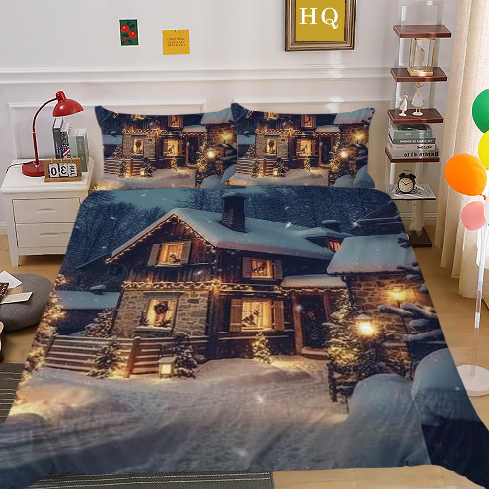 Домашнее постельное белье с рождественским принтом, королевский размер, полиэстеровая постельная одежда, детские милые покрывала высокого качества высокого качества