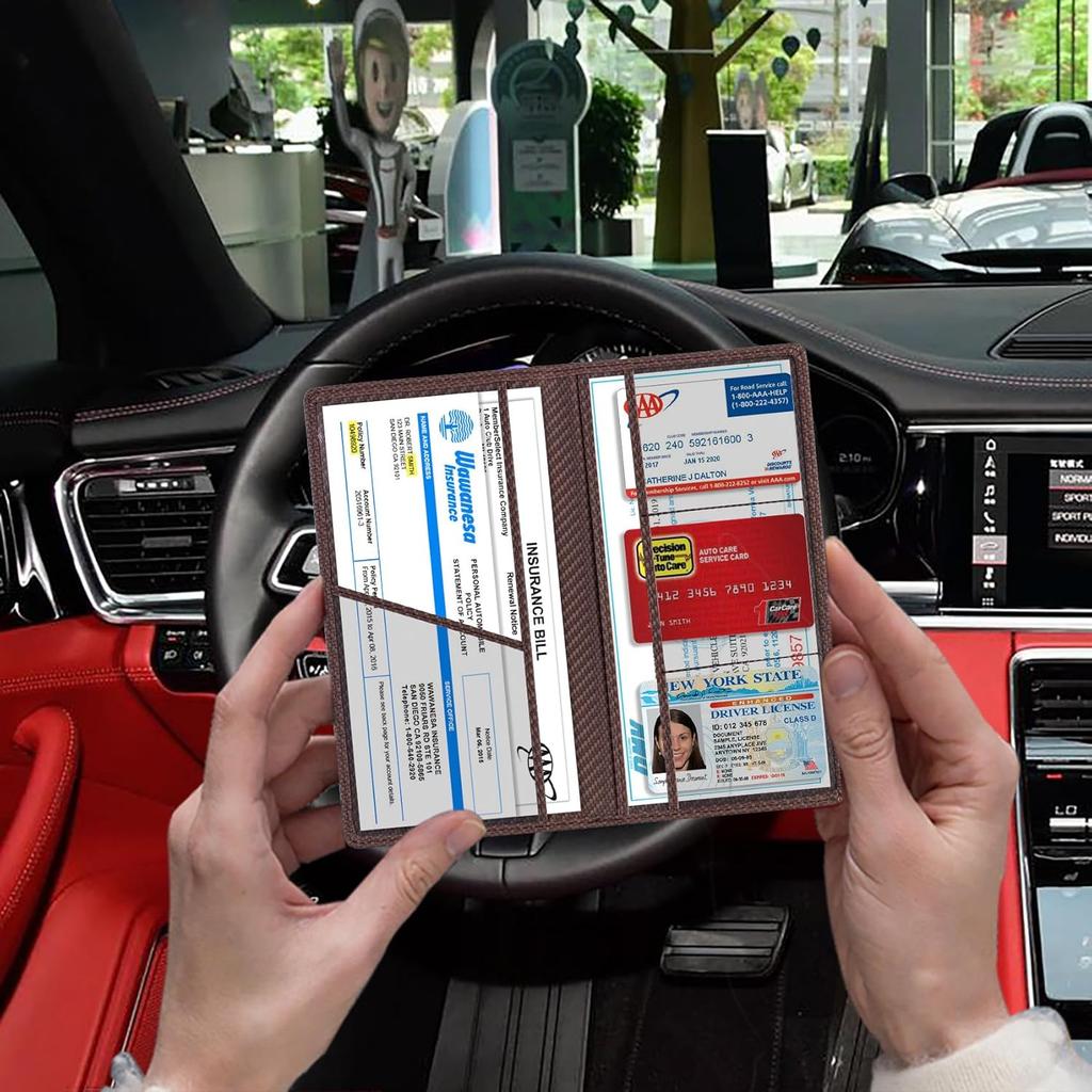 TOURSUIT Держатель для регистрационных документов и страхового полиса автомобиля, Органайзер для перчаточного ящика для документов на транспортное средство, Необходимый кошелек-кейс для водителя Авто