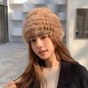 Real Rabbit Fur Hat Women's Thickened Fur Hat Fur Cold and Warm Ear Protection Plush Knitted Hat Headgear Autumn and Winter