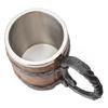 Viking Wood Style Beer Mug Christmas Gift Simulation Wooden Barrel Beer Cup Double Wall Drinking Mug Metal Insulated