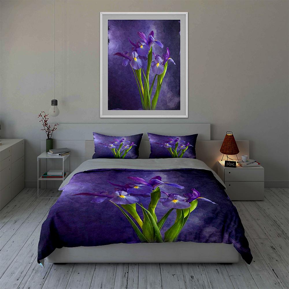 Purple floral design Bedding Duvet cover sets Duvet covers Pillowcases gifts (1 * Duvet Cover 2 * Pillowcases, without duvet insert)