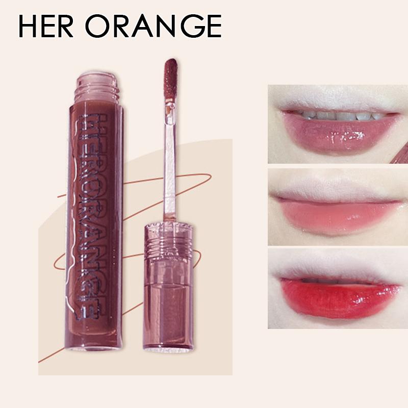 HER ORANGE Lava Paste Шоколадное зеркало Глазурь для губ Водяной туман Роса для губ Женский блеск для губ Нектар для губ Водный блеск Помада Летняя глазурь для губ