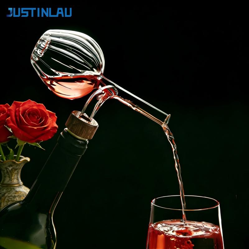 JUSTINLAU Round/Grape Shaped Wine Aerator High Borosilicate Glass Red Wine Pourer Quick Decanter Spout Glass Sobering Device