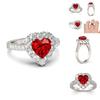 Elegant Silver Plated Ring With Red Ruby Gemstone Rhinestone For Proposal Gift