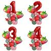 Cute Strawberry Fruit 32 Inch Red Digital Column Aluminum Film Balloon Set Birthday Party Theme Photo Props