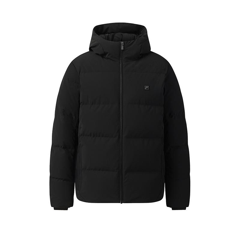 Fila White Solid Color Casual Commuter Classic Simple Goose Down Warm Comfortable Hooded Jacket Men Jackets F51M543902FBK
