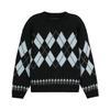 Bodydream Nordic Fair Isle Sweater for Men, Diamond Pattern Knitwear, Color-Blocked Knit Top/Round Neck Wave Craft