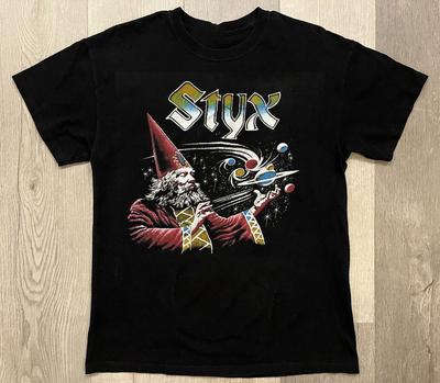 Styx Тур по США 1980 Группа Хлопок Черный Все Размеры Мужская Женская Футболка Топы Футболка