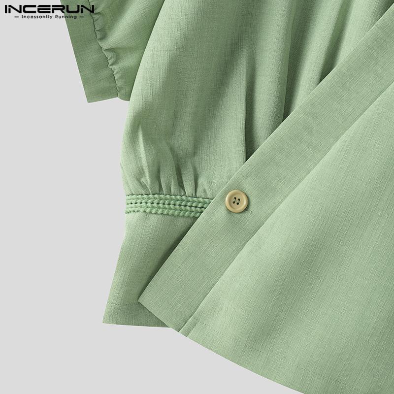 INCERUN Мужские летние футболки с коротким рукавом и крестом спереди